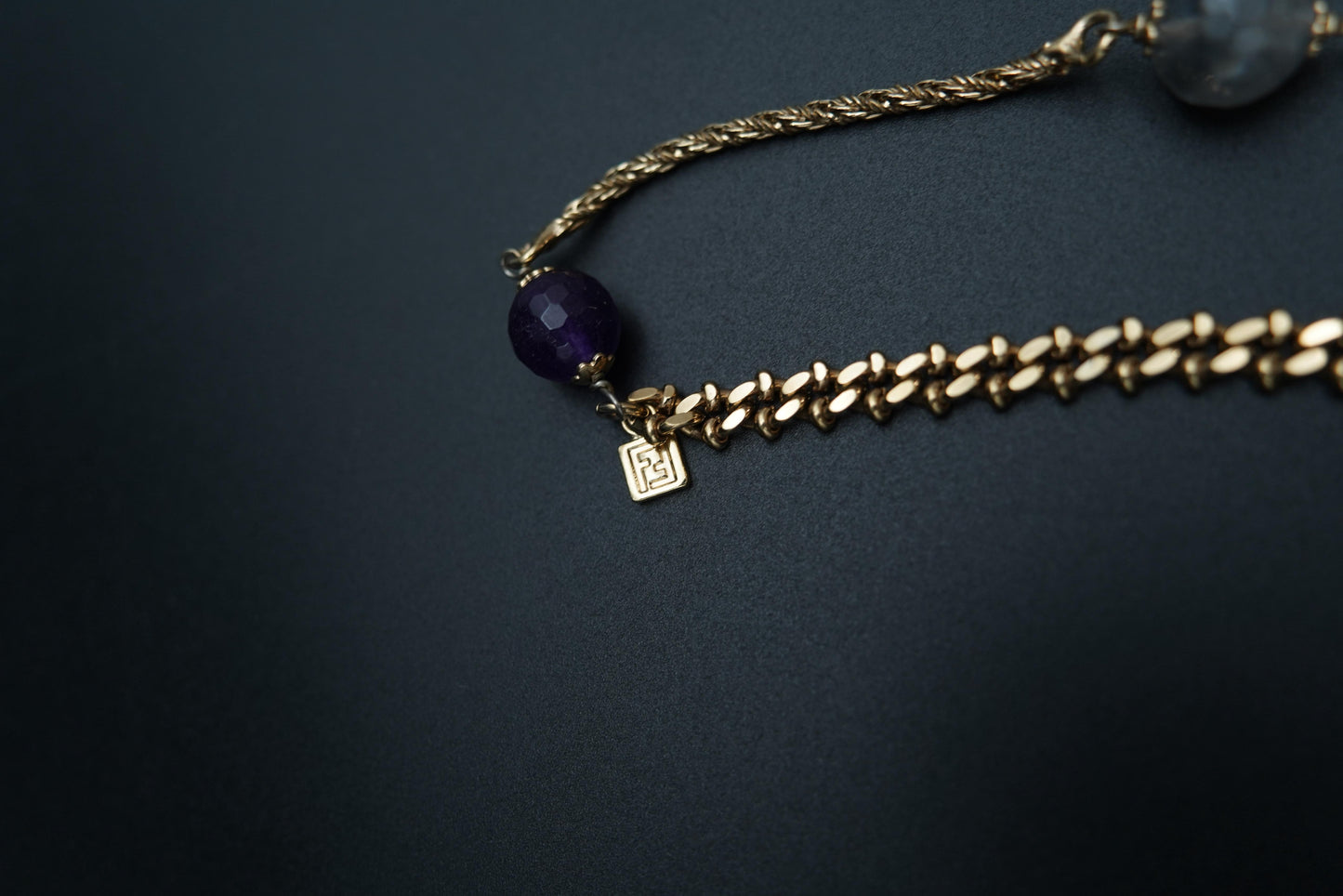 Fendi Necklace with Pearls and Gold Chain 