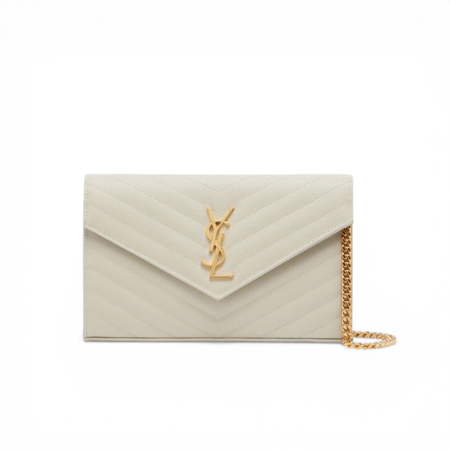 Saint Laurent Pochette con Catena Cassandre White