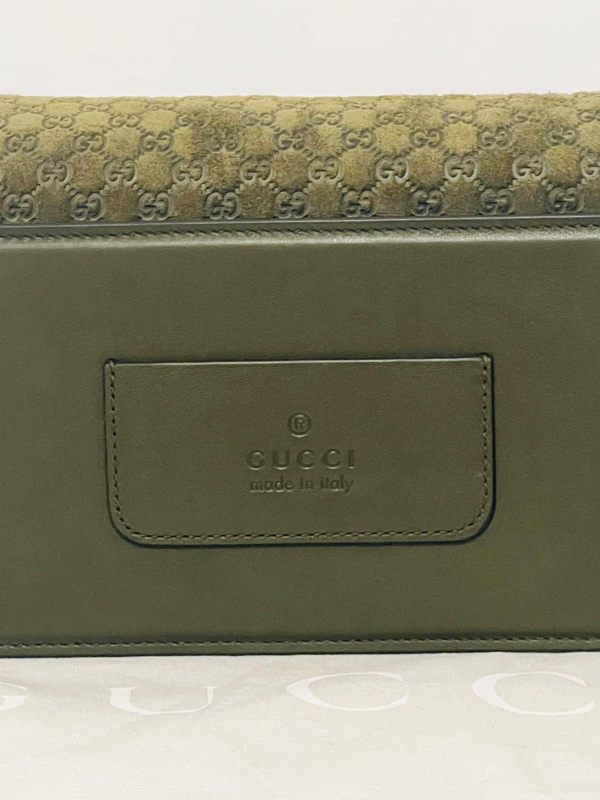 Gucci Marmont Go Small in suede GG kaki
