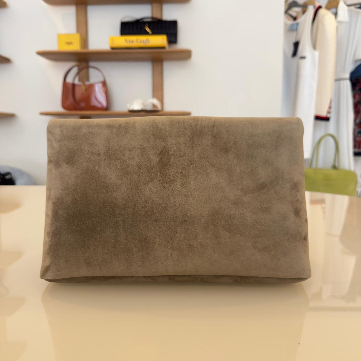 Saint Laurent Envelope Cassandre Pouch in suede