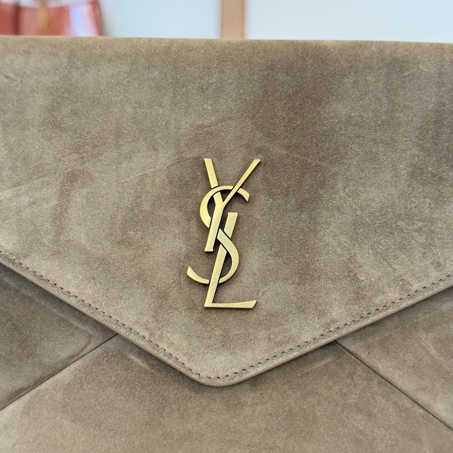 Saint Laurent Envelope Cassandre Pouch in suede