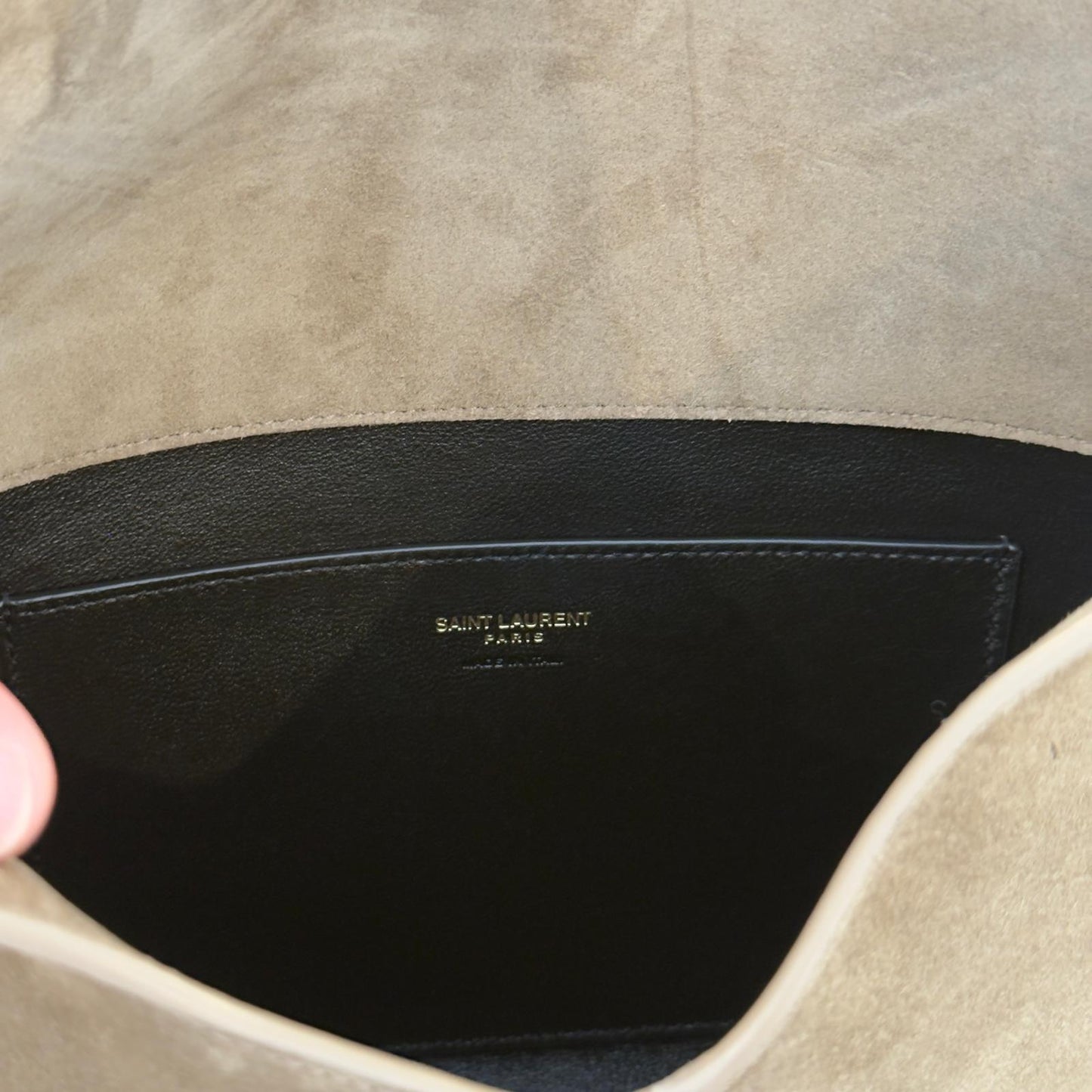 Saint Laurent Envelope Cassandre Pouch in suede