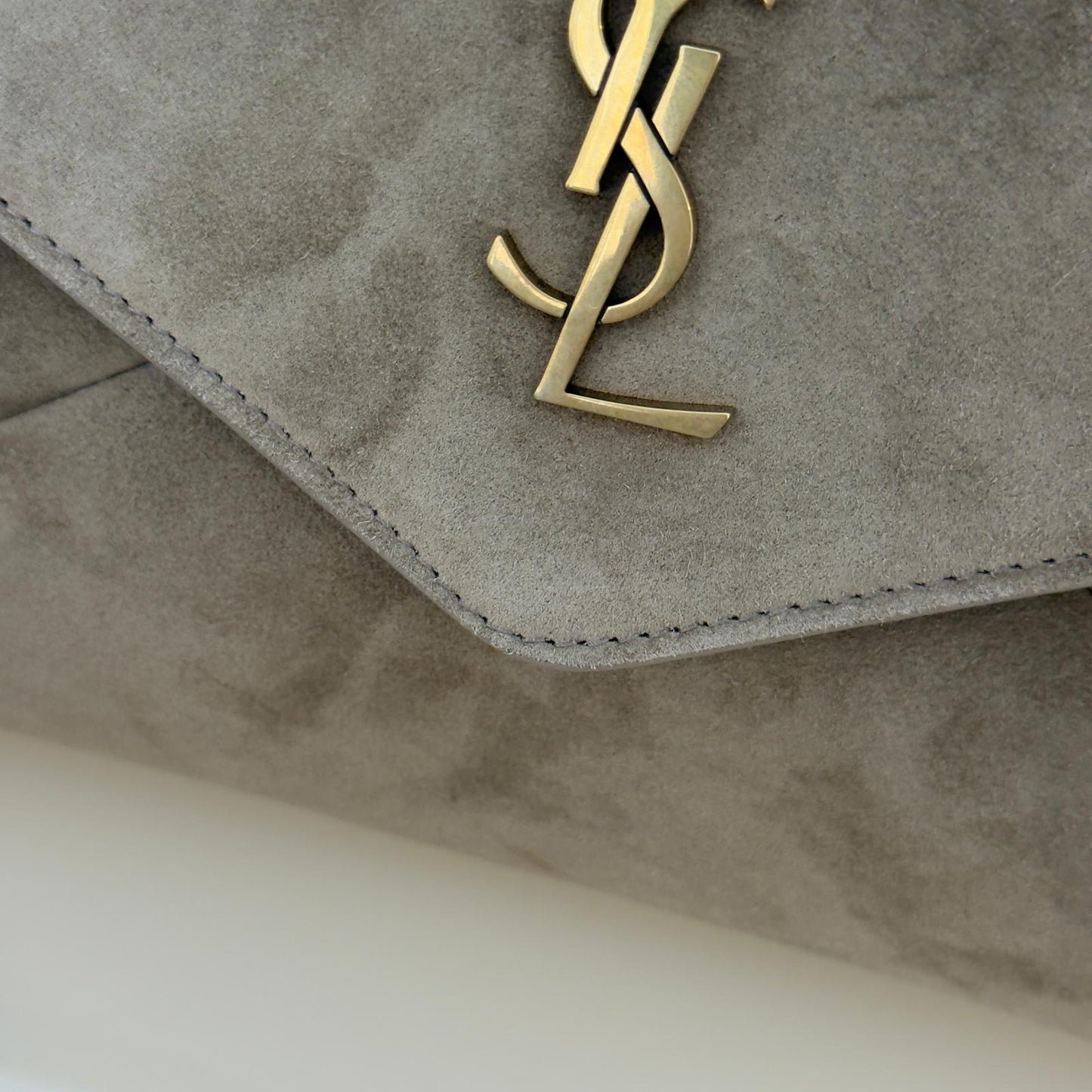 Saint Laurent Envelope Cassandre Pouch in suede