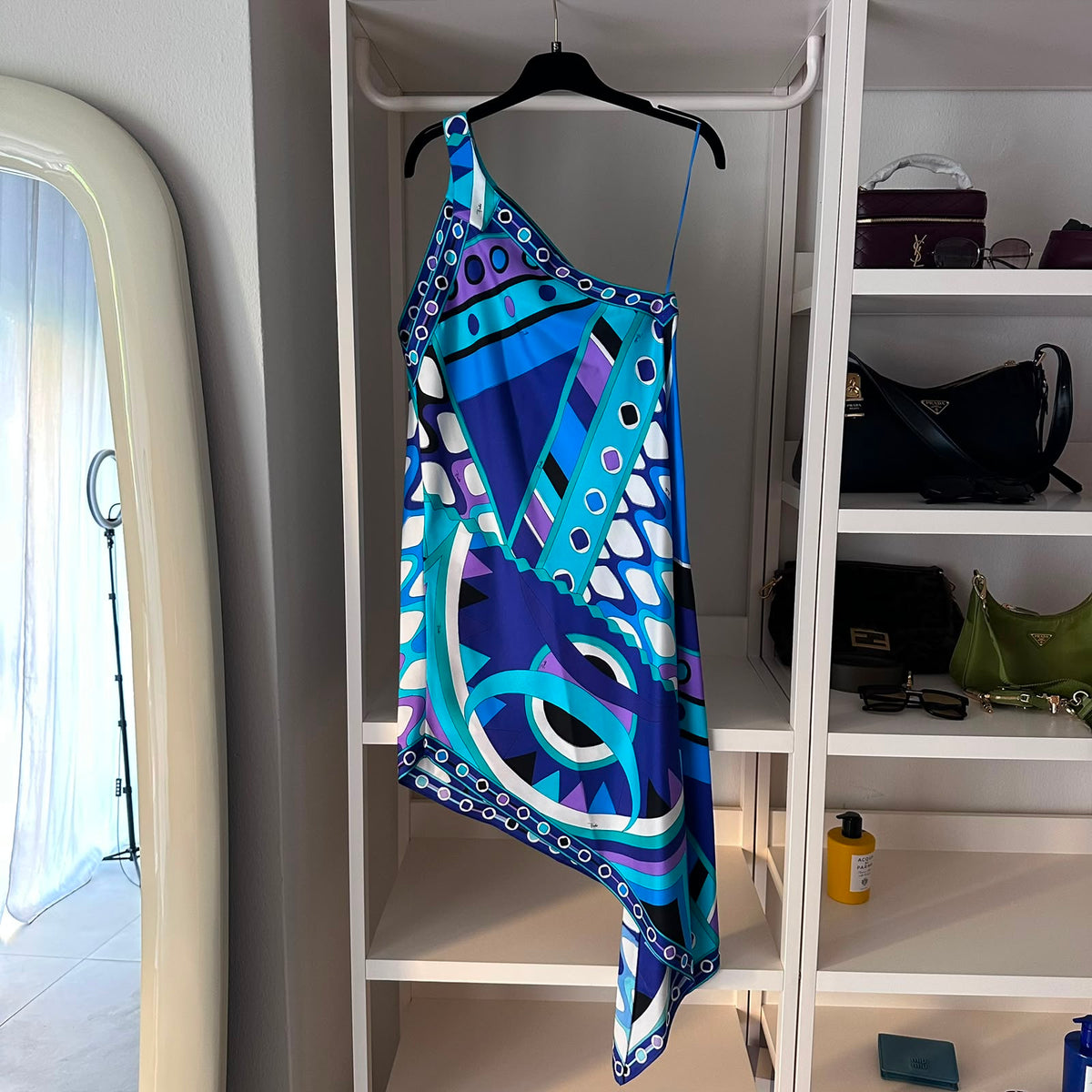 Pucci abito monospalla blu
