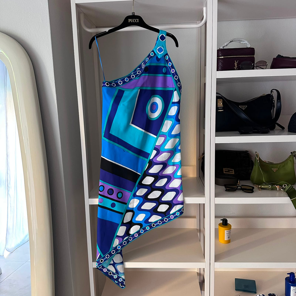 Pucci abito monospalla blu