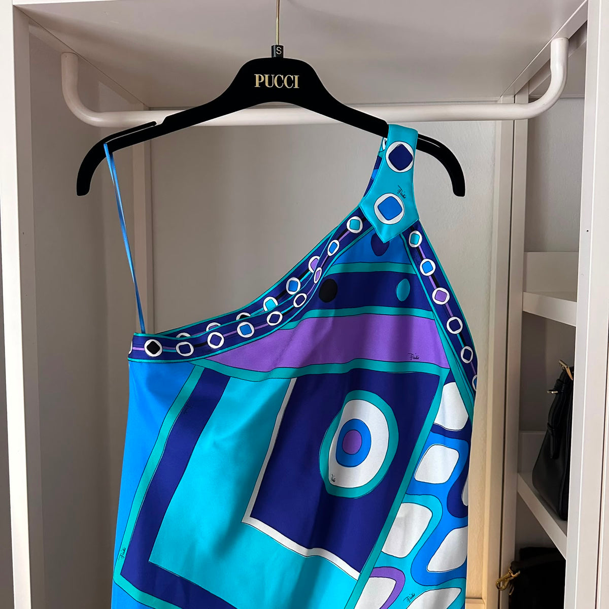 Pucci abito monospalla blu
