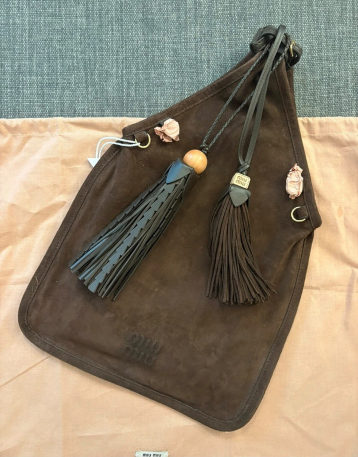 Miu Miu borsa a secchiello in suede