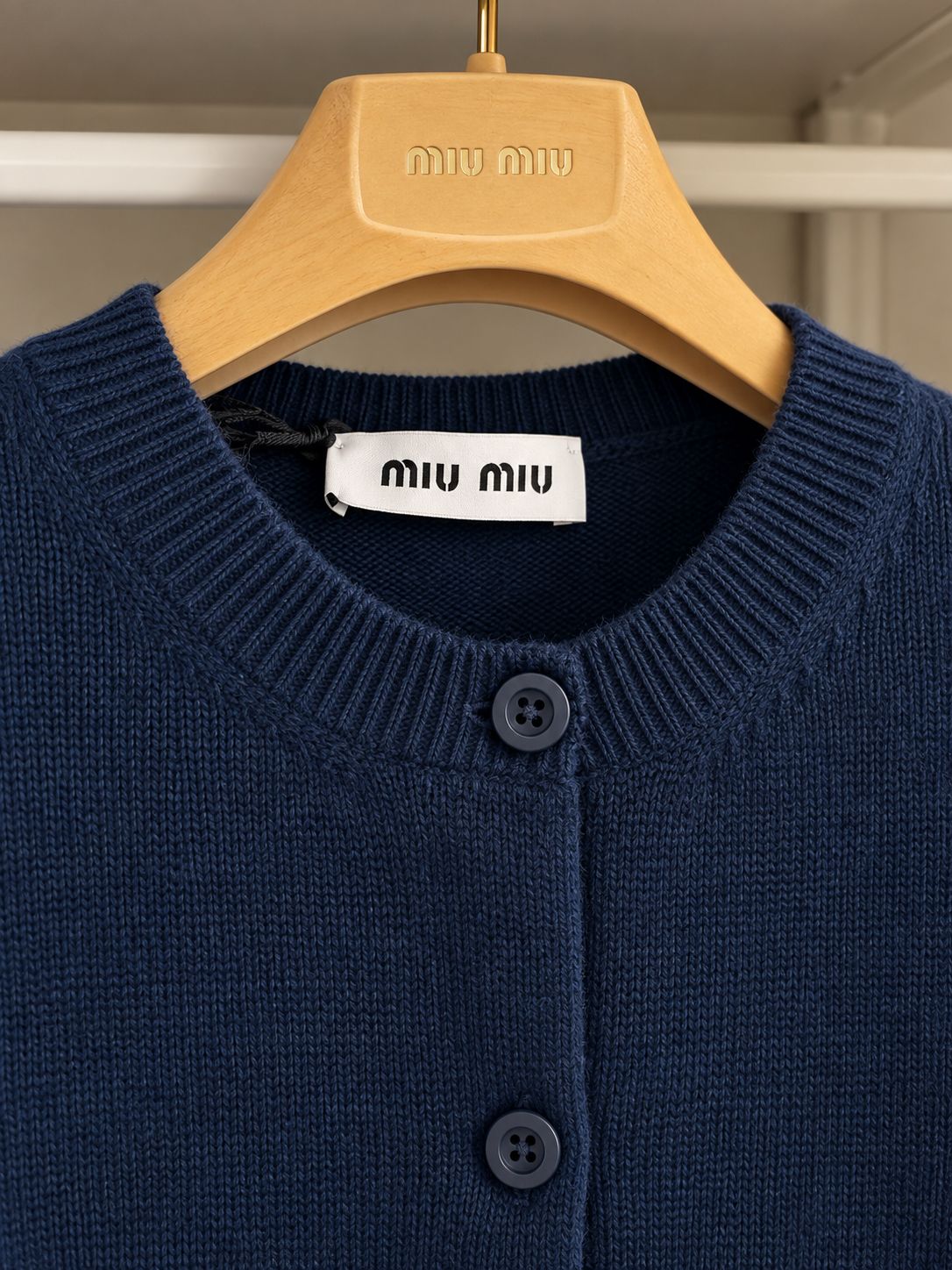 Miu Miu cardigan in maglia blu navy