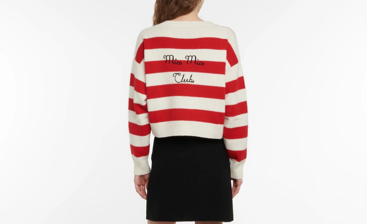 Miu Miu in cashmere a righe Bianco&Rosso