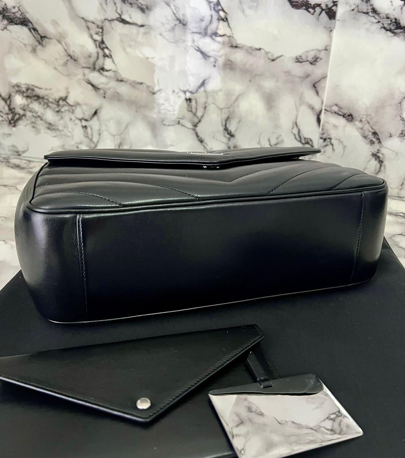 Saint Laurent Loulou large black with silver hardware
