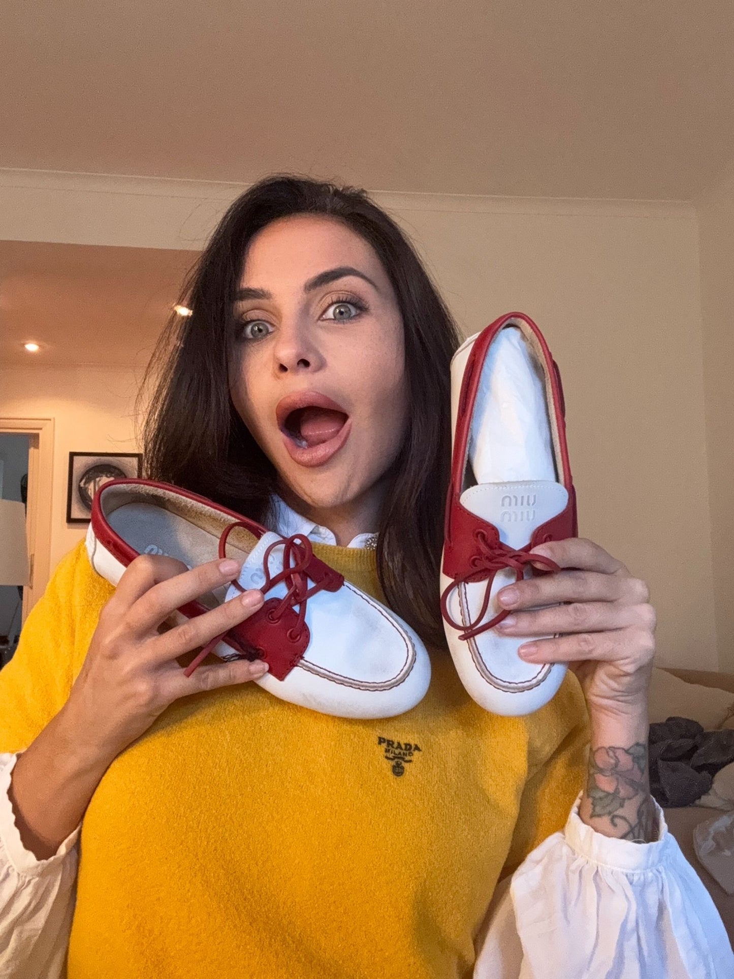 Prada T-shirt in Cotone Color Senape