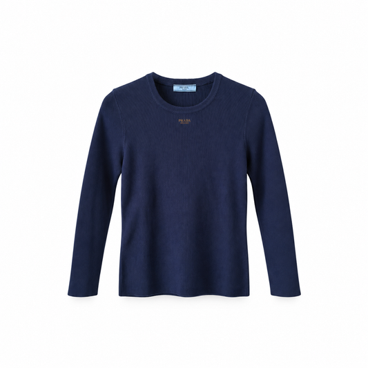 Prada Pullover in maglia a coste Blu Navy