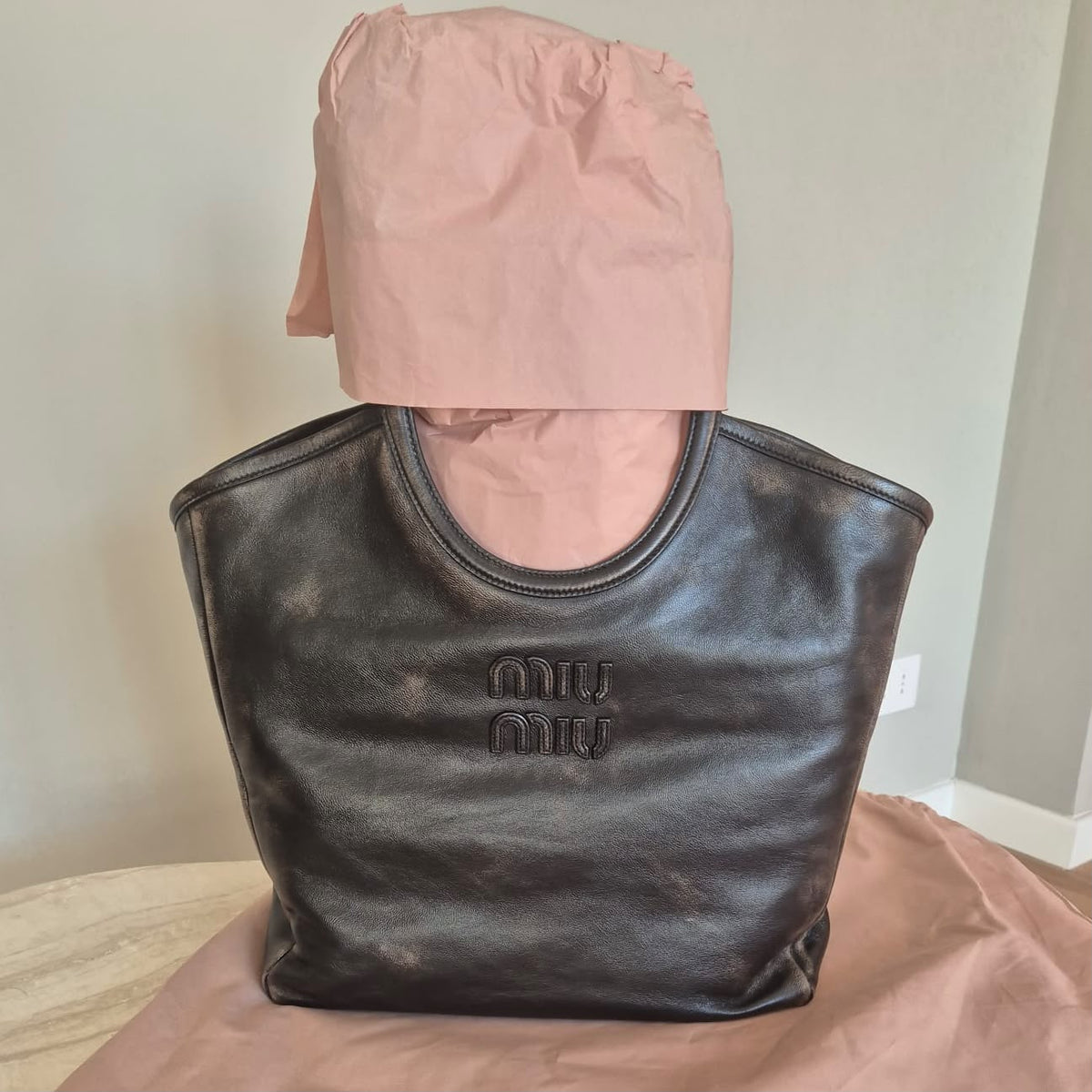 Miu Miu Tote Ivy in pelle marrone
