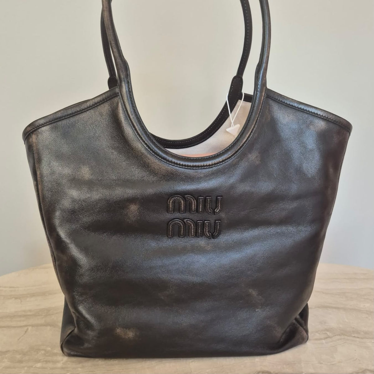 Miu Miu Tote Ivy in pelle marrone