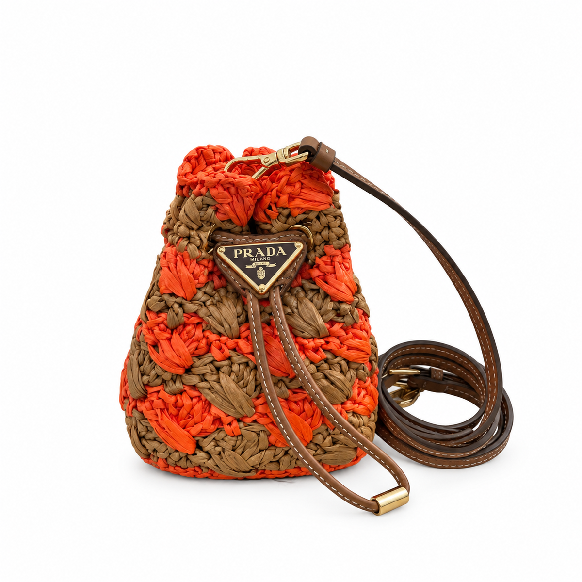 Prada mini pouch- arancione e caramello